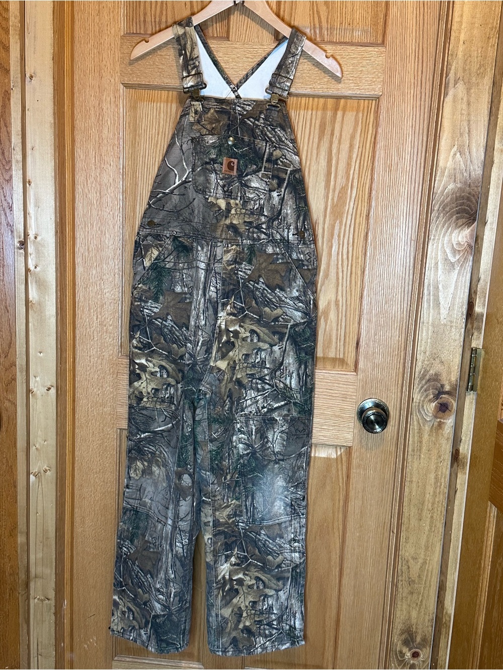 CARHARTT Camo Bib Overalls Youth Size 14 Mossy Oak- Insulated Waist to Ankles